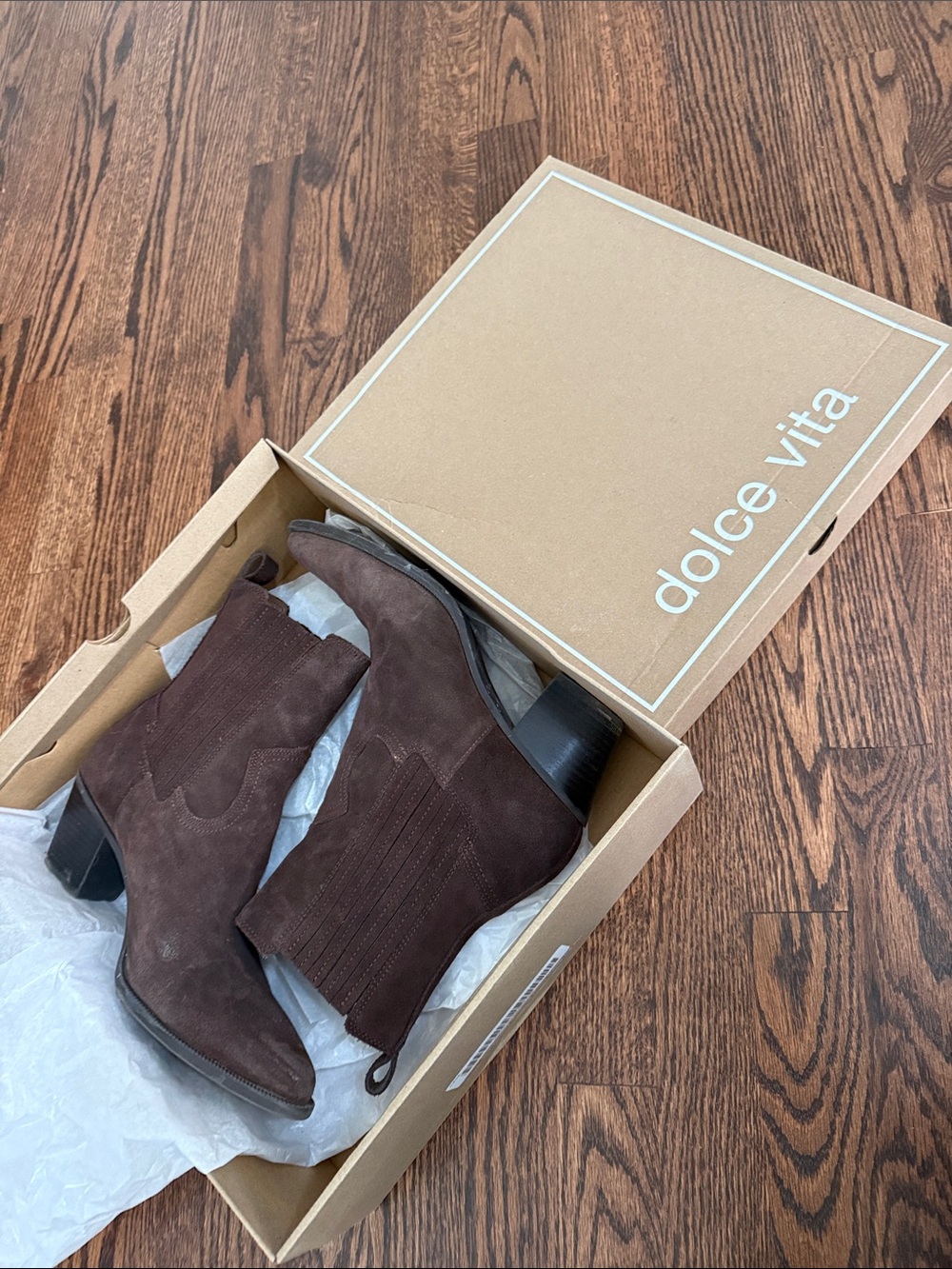 Dolce Vita Dark Brown Suede Chelsea Booties